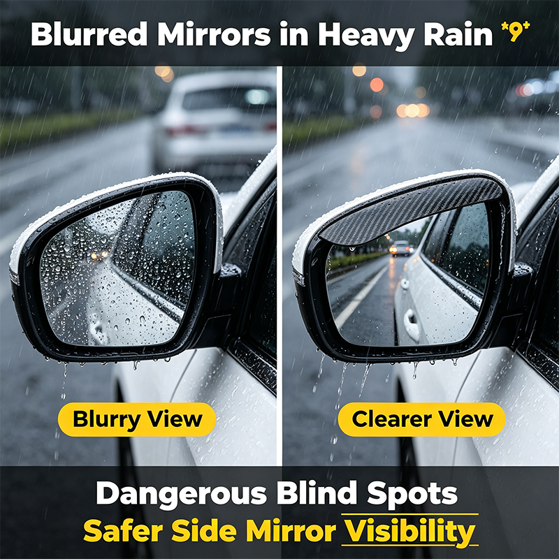 2PCS Car Side Mirror Rain Guards - Carbon Look ABS Visor Covers 🌧️ - image 6