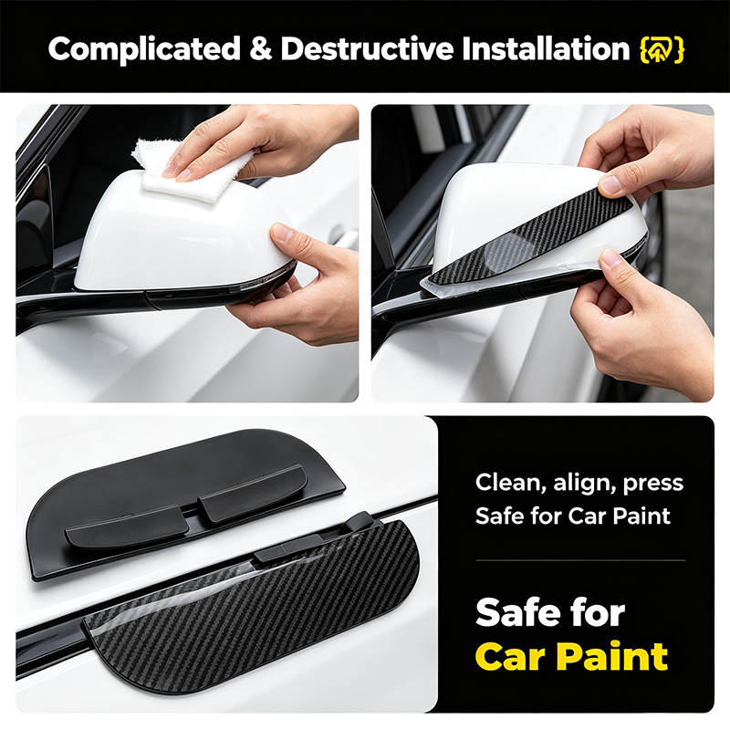 2PCS Car Side Mirror Rain Guards - Carbon Look ABS Visor Covers 🌧️ - image 4