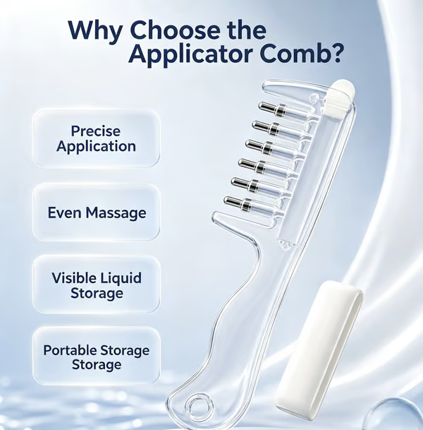 💧Refillable Scalp Oil Applicator Comb with 6 Metal Massage Tips – Even Root Serum Distribution & Scalp Stimulation for Hair Care - image 2