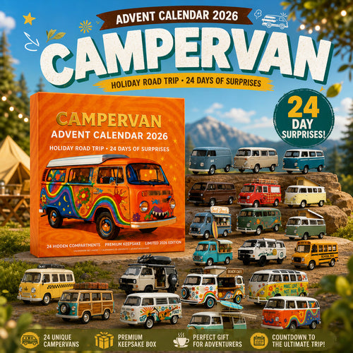High-quality miniature model✨2026 Campervan Advent Calendar – 24 Vintage Mini Camper Van Collectible Figurines