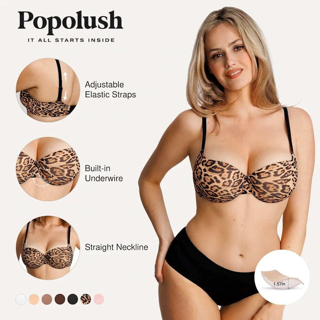 Women 2 Cups Lift Seamless Push Up Underwire T-Shirt Bra ✨ - image 1