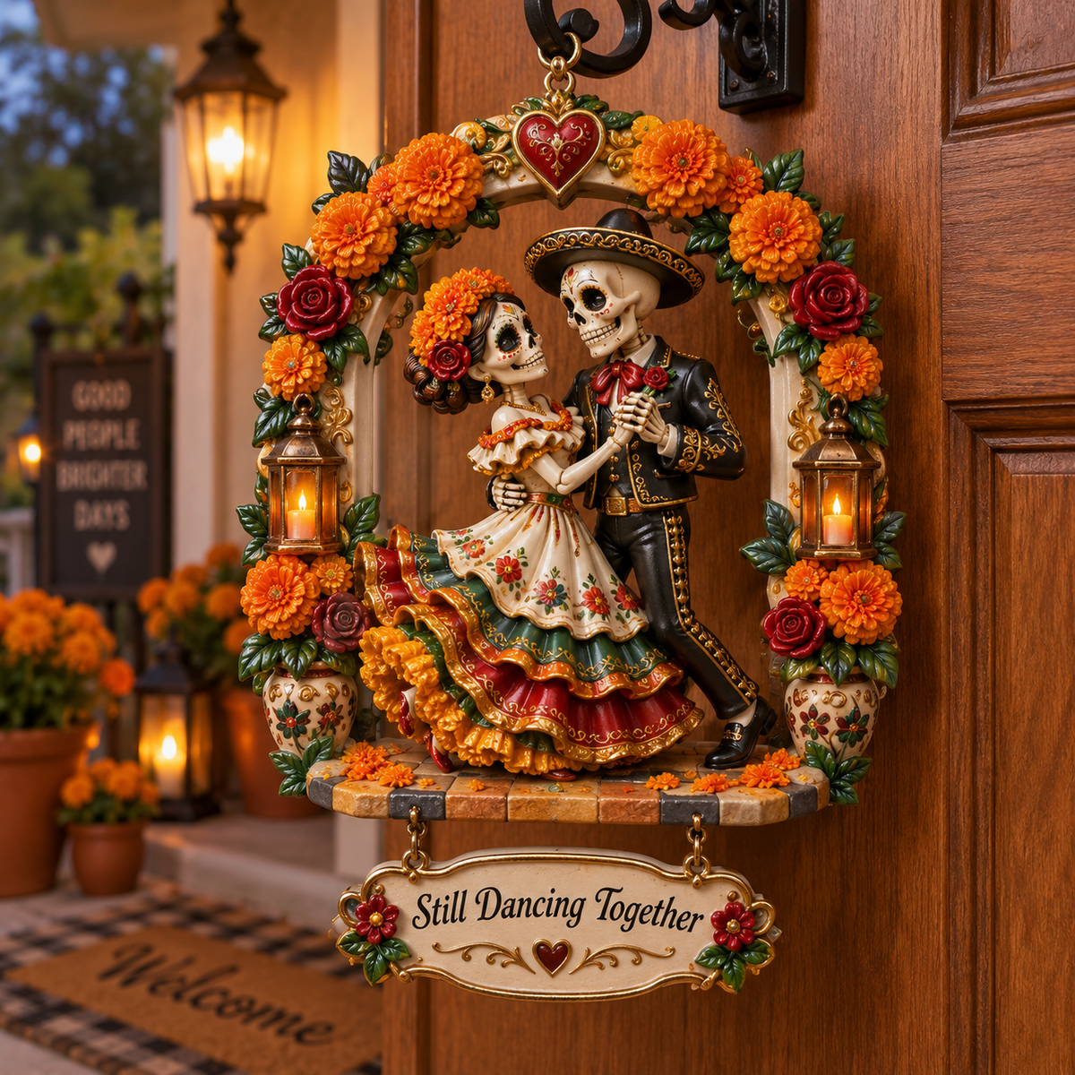 Día de Muertos Love Ornament -  Skeleton Couple Hanging Keepsake Collection, Romantic Day of the Dead Gift for Couples & Loved Ones