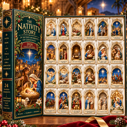 Nativity Story 2026 – 24 Sacred Moments of Christmas Countdown Calendar with 24 Unique Nativity Miniatures, Christian Christmas Collectible Gift