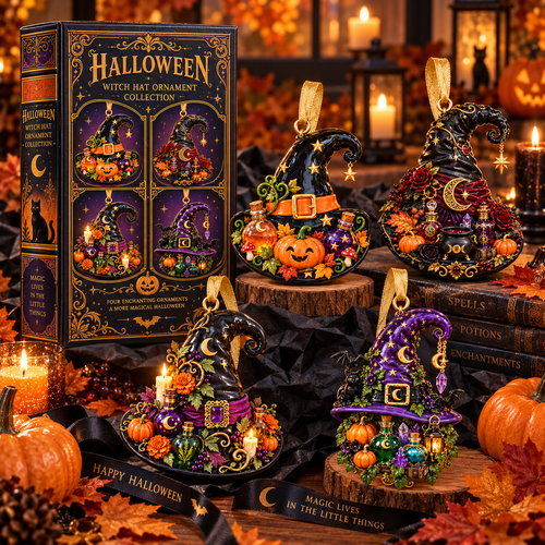 Halloween Witch Hat Ornament – Enchanted Potion Garden Hanging Collection, Spooky Halloween Gift for Witch Lovers & Family