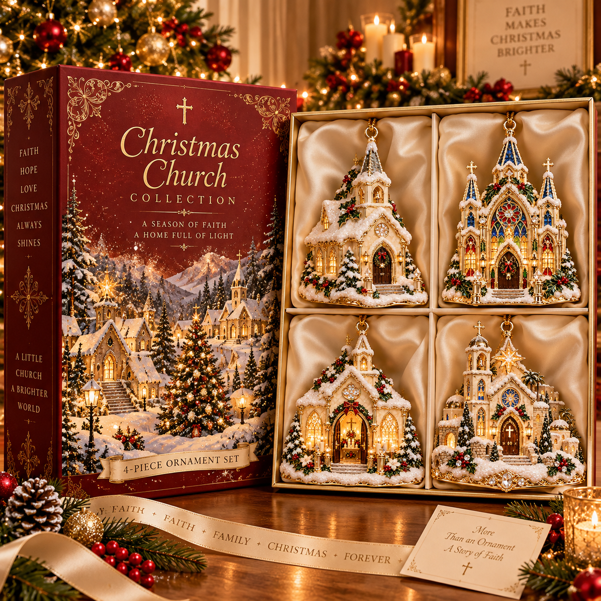 Christmas Church Ornament –  Faith-Inspired Snowy Chapel Keepsake Collection, Meaningful Christian Christmas Gift for Family & Loved Ones
