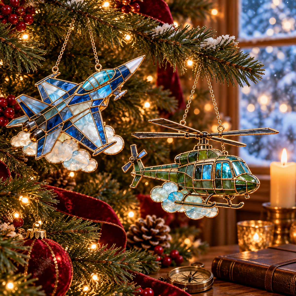 ✨ 2026 Military Stained Glass Christmas Ornaments – Set of 6