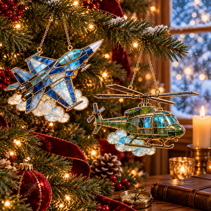 ✨ 2026 Military Stained Glass Christmas Ornaments – Set of 6