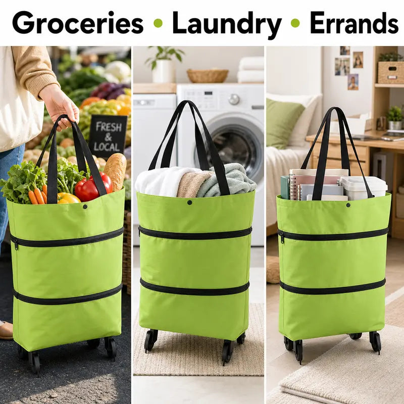 Foldable Rolling Shopping Bag with Wheels, Reusable Grocery Tote Cart🛒 - image 7