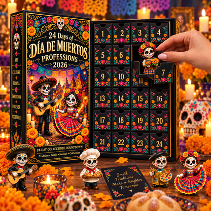 24 Days of Día de Muertos Professions 2026 – 24-Day Collectible Countdown Calendar with 24 Unique Profession Miniatures, Colorful Day of the Dead Gift Collection