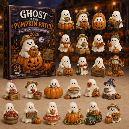 Ghost in the Pumpkin Patch Advent Calendar 2026 – 24 Unique Halloween Ghost Miniatures,