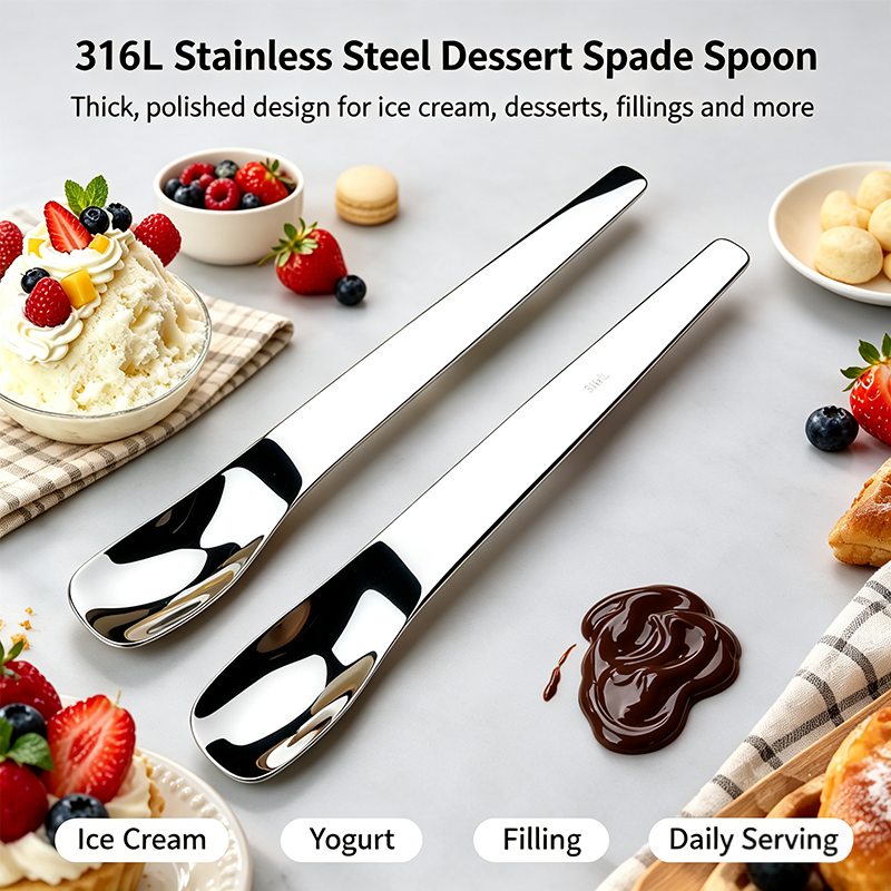 316L Stainless Steel Dessert Spade Spoon, Mirror Polished Thick Multi‑Purpose Spoon🥄 - image 10