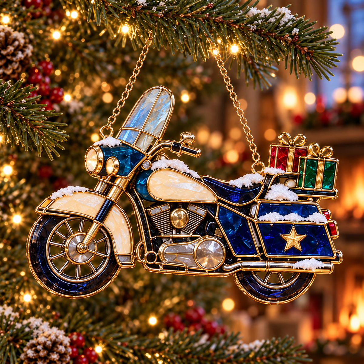 ✨ 2026 Police Christmas Ornaments – Set of 6 | Vintage Stained Glass Police Car, K9 Dog, Motorcycle & Badge Hanging Decorations | Law Enforcement Christmas Tree Ornaments & Gifts for Police Officers