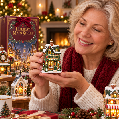2026 Holiday Main Street 24-Day Christmas Countdown Calendar – 24 Unique Christmas Village Shop Miniatures, Charming Snowy Town Collector’s Gift