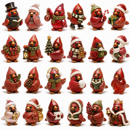 🔥Last 50 pcs✨⏰Last day 50% off🔥✨24-Day Advent Calendar - cardinal Christmas ornaments