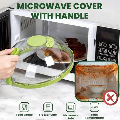 🎁2-in-1 Transparent Microwave Splatter Cover With Handle - image 1