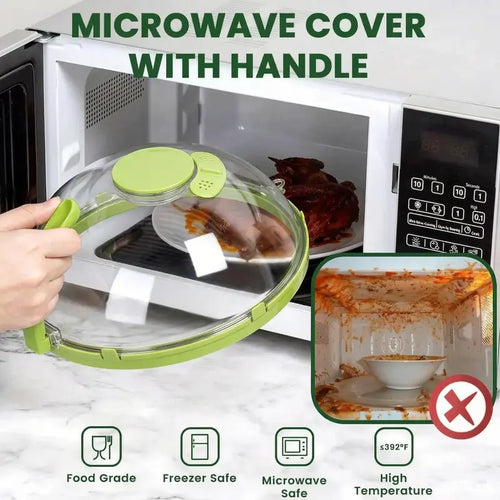 🎁2-in-1 Transparent Microwave Splatter Cover With Handle - image 1