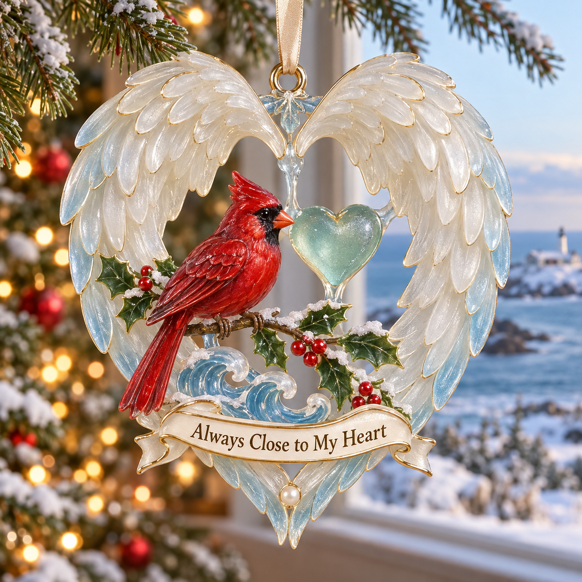 Cardinal & Angel Wing Memorial Ornaments