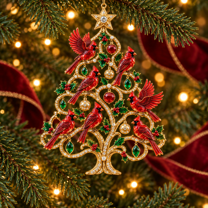 Jeweled Songbird Christmas Tree Ornament Collection – 4 Collectible Crystal-Style Designs