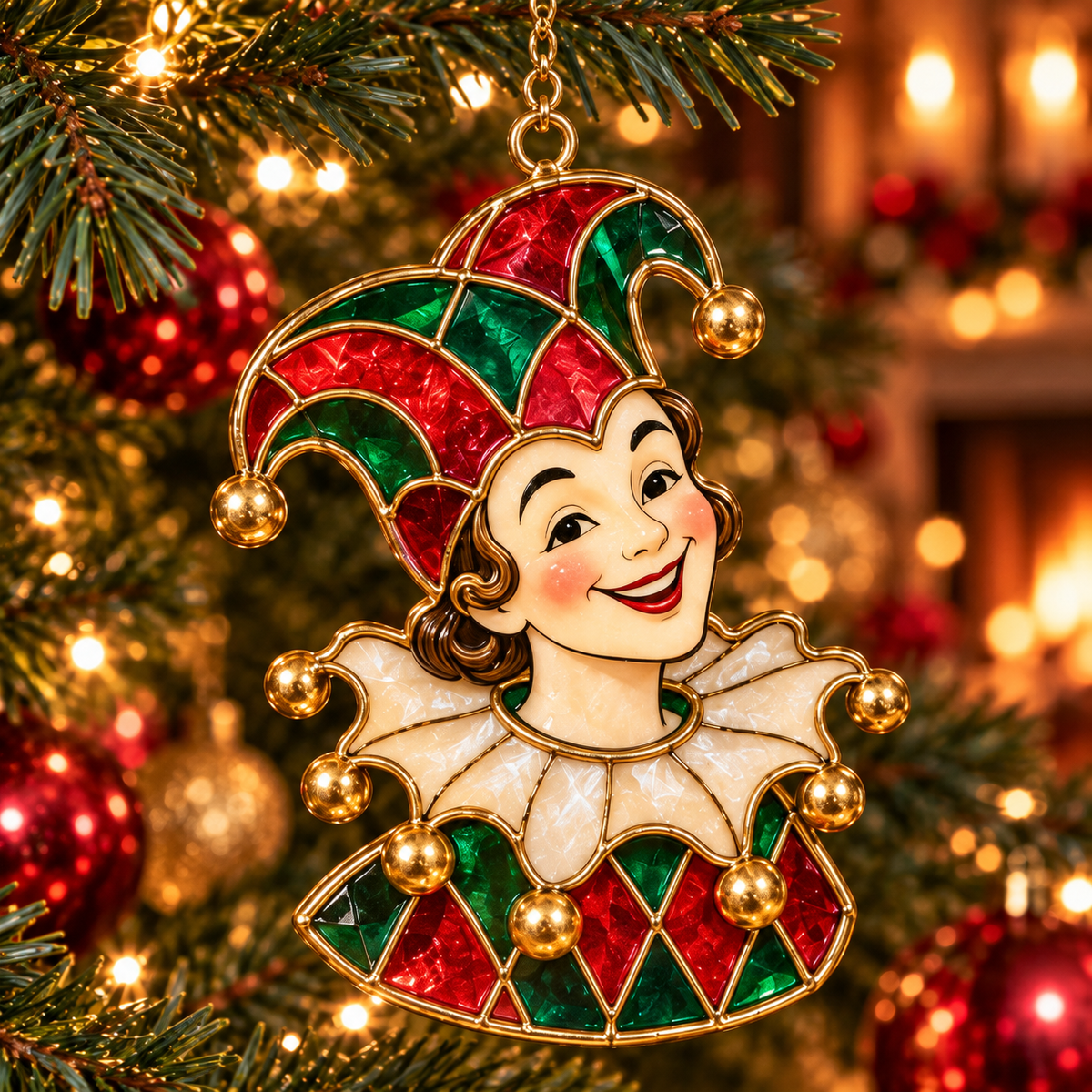 ✨ 2026 Vintage Stained Glass Playing Card Christmas Ornaments – Set of 6 |  Poker Ace, Queen, King, Jack & Joker Hanging Decorations | Casino & Card Game Christmas Tree Ornaments | Unique Gifts for Poker Lovers