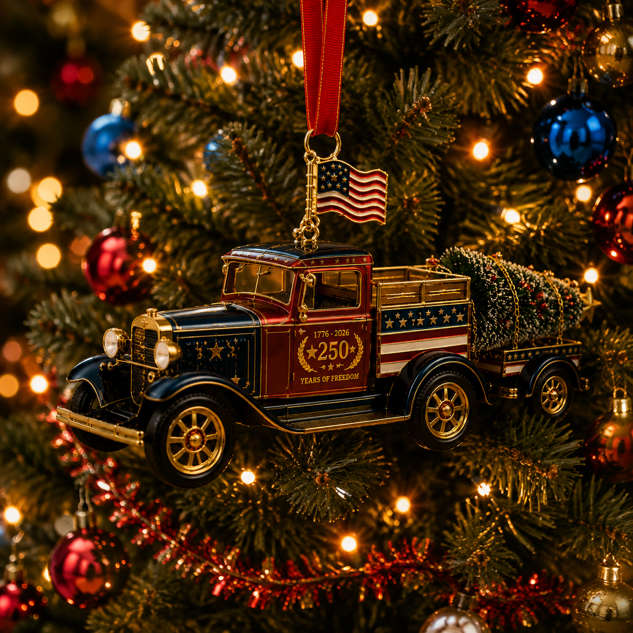 ✨Patriotic Christmas Truck Ornament