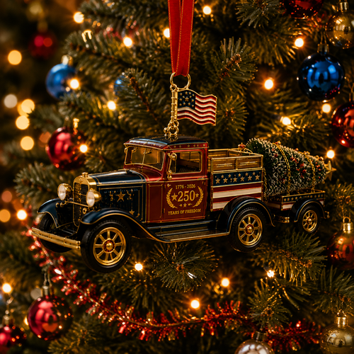 ✨Patriotic Christmas Truck Ornament