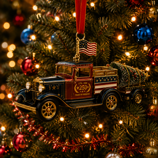 ✨Patriotic Christmas Truck Ornament