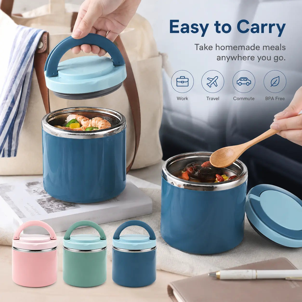Stainless Steel Bento Style Boxed Lunch Box with Handle🍱 - image 2