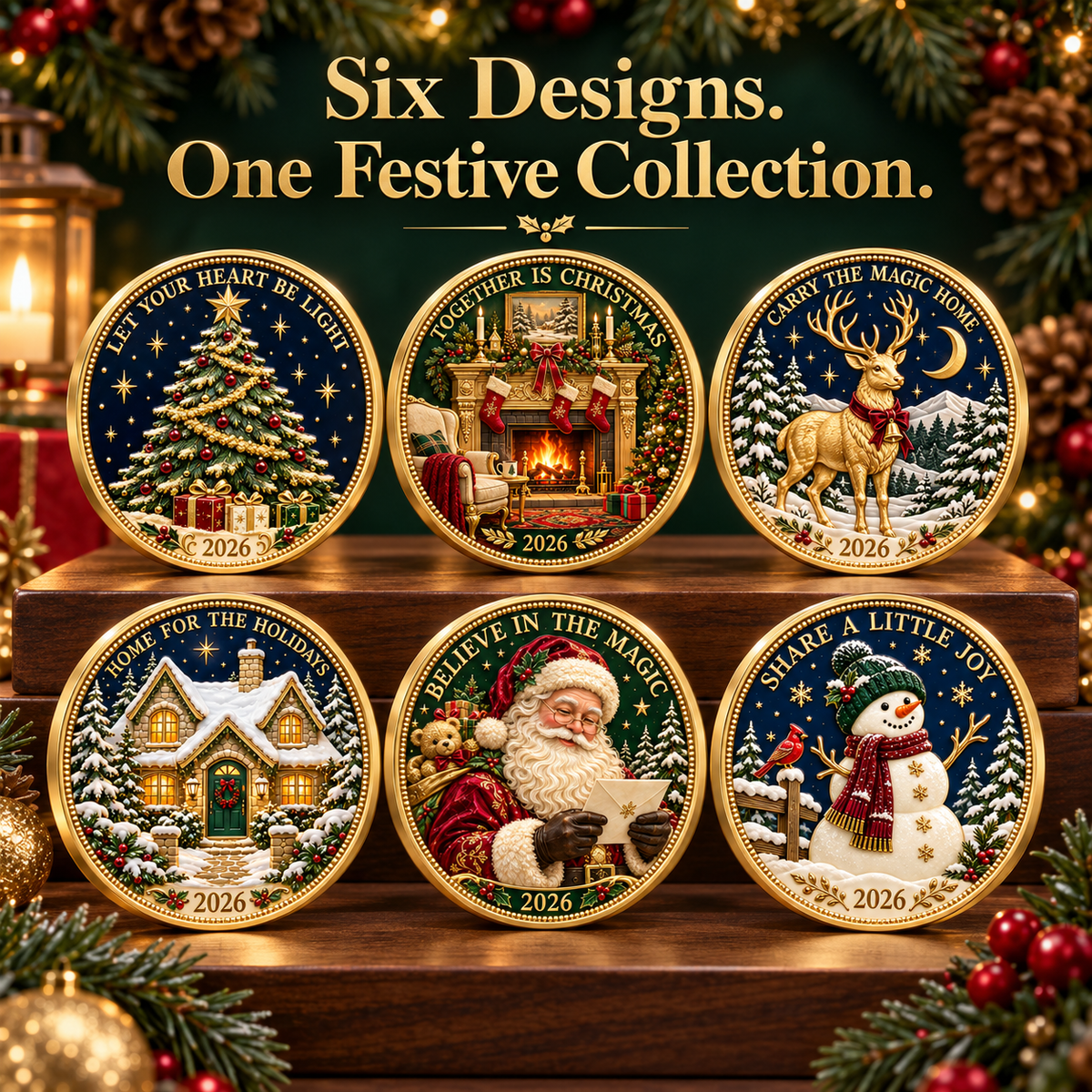 2026 Christmas Memories Coin Collection – 6 Festive Designs, Double-Sided Details & Timeless Holiday Charm