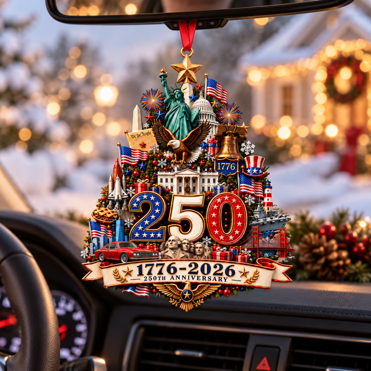 2026 250th Anniversary Christmas Ornament – 1776–2026 Patriotic Commemorative Keepsake, Meaningful Holiday Gift for Family & Friends