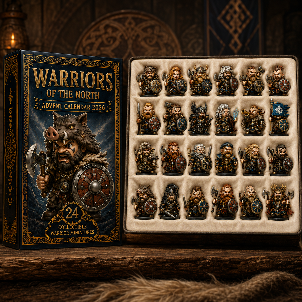 24 Days of Northern Legends – Warriors of the North Advent Calendar 2026 | 24 Collectible Viking Warrior Miniatures, Acrylic Charms Blind Box