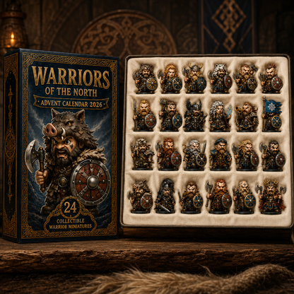24 Days of Northern Legends – Warriors of the North Advent Calendar 2026 | 24 Collectible Viking Warrior Miniatures, Acrylic Charms Blind Box
