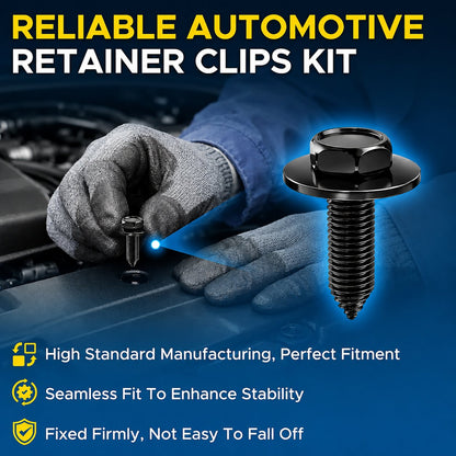 ⚙️ 40PCS 1/4'' Body Bolts & U-Nut Clips Kit, Universal Automotive Fender Bumper Splash Shield Fastener Retainer Set - image 4