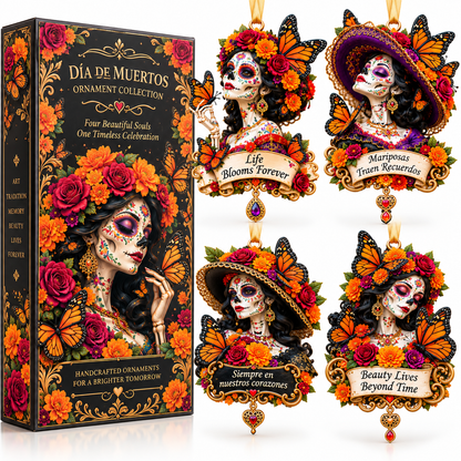 Día de Muertos Catrina Butterfly Ornament  –  Floral Day of the Dead Keepsake Collection, Meaningful Gift for Family & Loved Ones