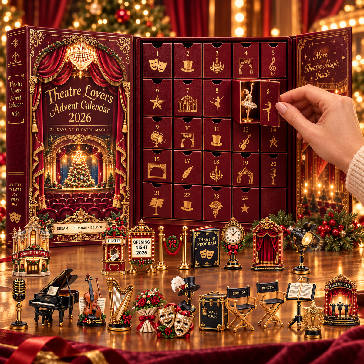 Theatre Lovers Advent Calendar 2026 – 24 Days of Theatre Magic Collectible Miniatures Christmas Countdown Gift