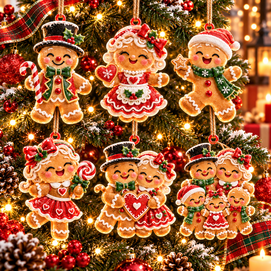 6-Piece Gingerbread Christmas Ornament Collection – Adorable  Gingerbread Family, Couple & Holiday Characters | Festive Christmas Tree Hanging Decorations, Sweet Family Keepsake Gifts