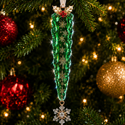 Premium Crystal Icicle Christmas Ornaments – 4-Piece Elegant Holiday Tree Decoration Set