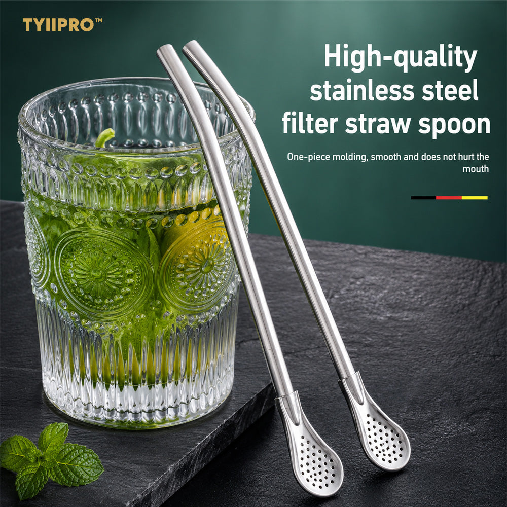 3-Count Stainless Steel Straw-Spoon, Multifunctional Filtered Strainer Scoop for Yerba Mate Tea, Fruit, Beverage, Coffee🥤 - image 8
