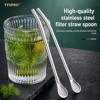 3-Count Stainless Steel Straw-Spoon, Multifunctional Filtered Strainer Scoop for Yerba Mate Tea, Fruit, Beverage, Coffee🥤 - image 8