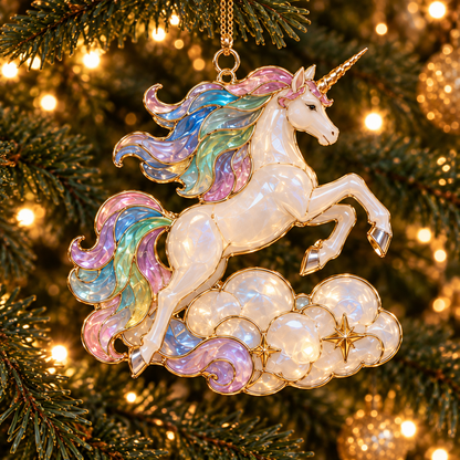 ✨ 2026 Enchanted Stained Glass Unicorn Christmas Ornaments – Set of 6