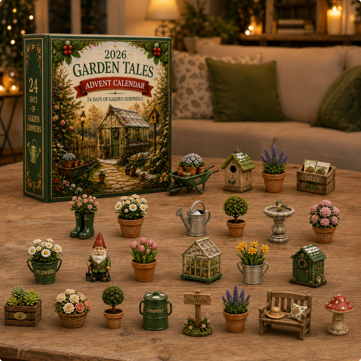 2026 Garden Tales 24-Day Advent Calendar – 24 Charming Garden Miniatures, Magical Christmas Countdown Gift Set for Garden Lovers & Collectors