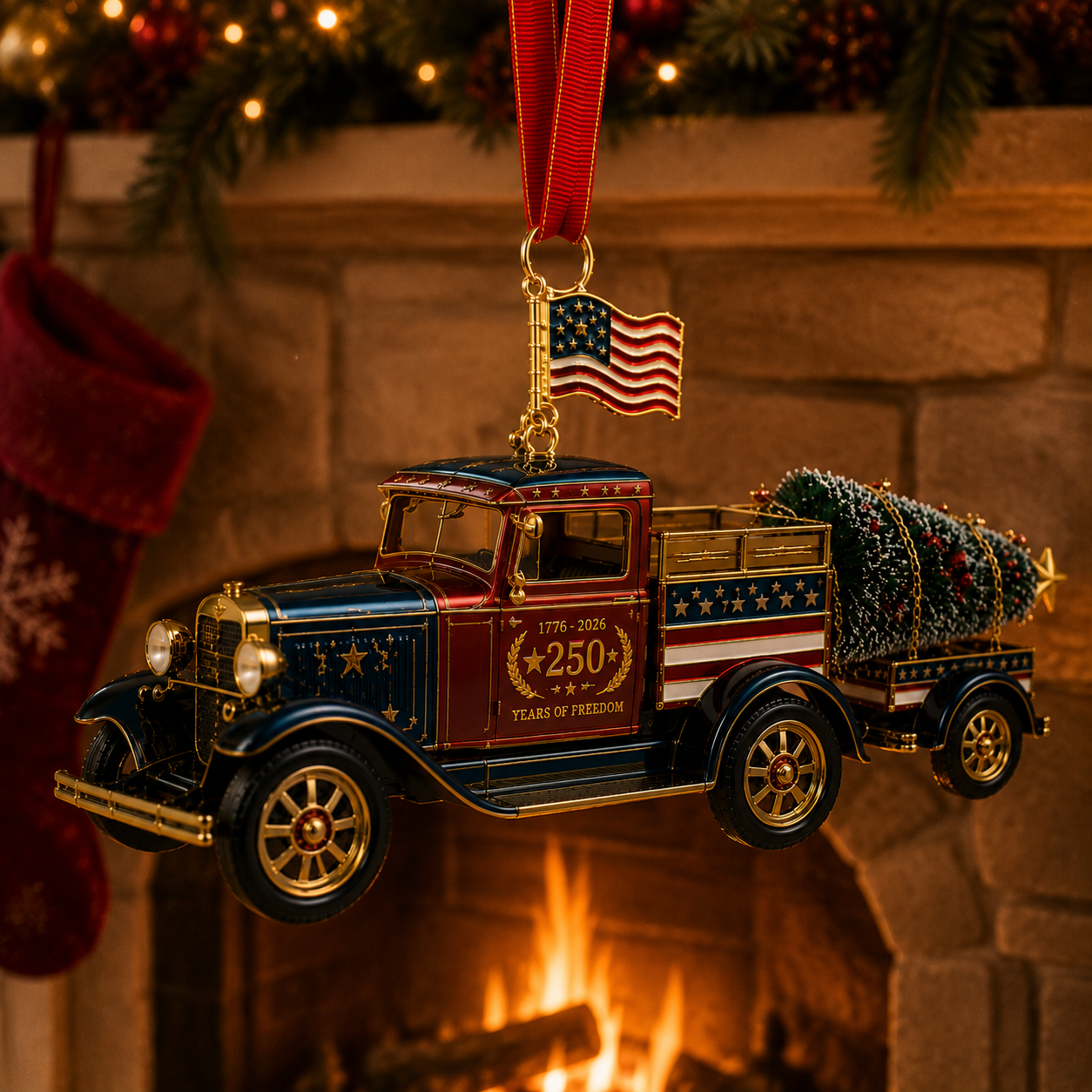✨Patriotic Christmas Truck Ornament