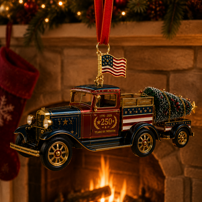 ✨Patriotic Christmas Truck Ornament