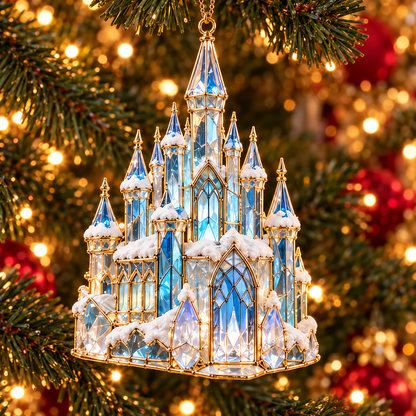 ✨ 2026 Magical Stained Glass Christmas Ornaments – Set of 6 | Crystal Castle, Candy, Rocket, Rainbow Star &amp; Heart Hanging Decorations | Colorful Christmas Tree Ornaments &amp; Holiday Gifts