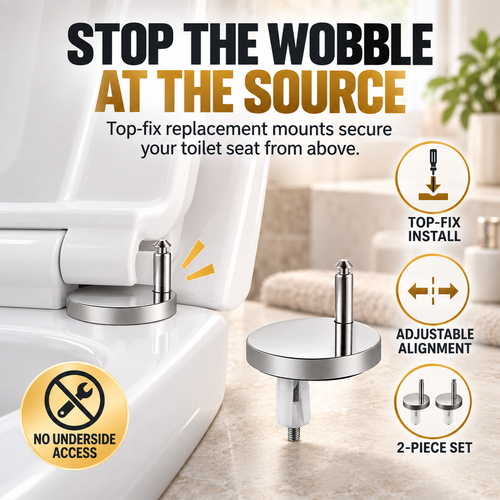 🔩 2-Pack Top-Fix Toilet Seat Hinge Bolts – Adjustable Anti-Wobble Replacement Kit - image 1