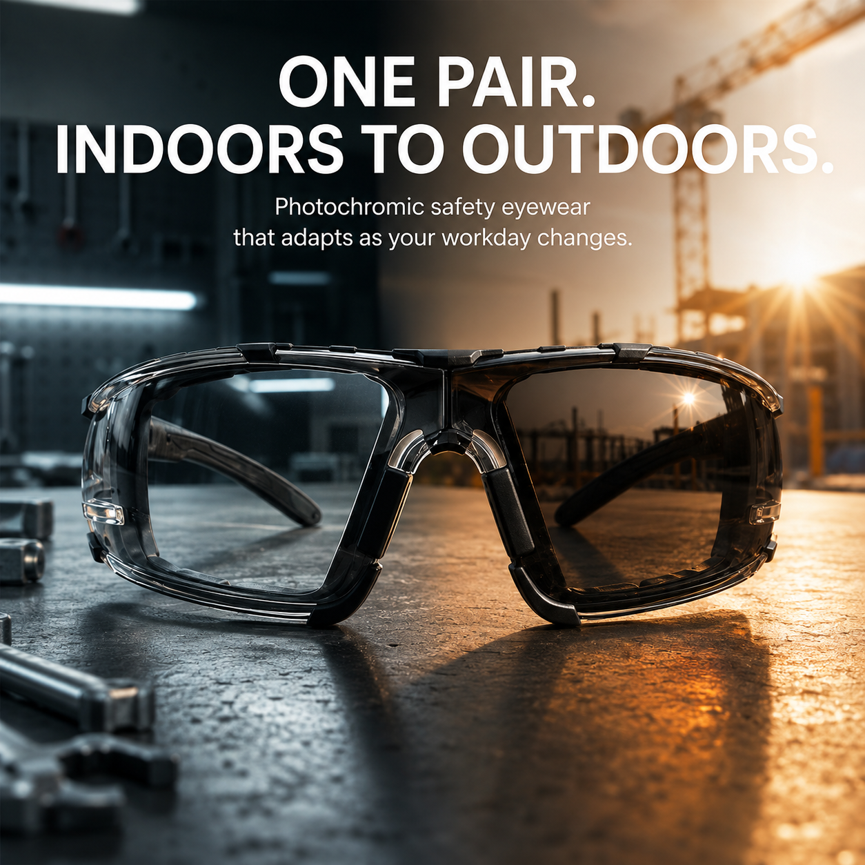 🕶️ Photochromic Safety Glasses – Indoor & Outdoor Impact Protection - image 1