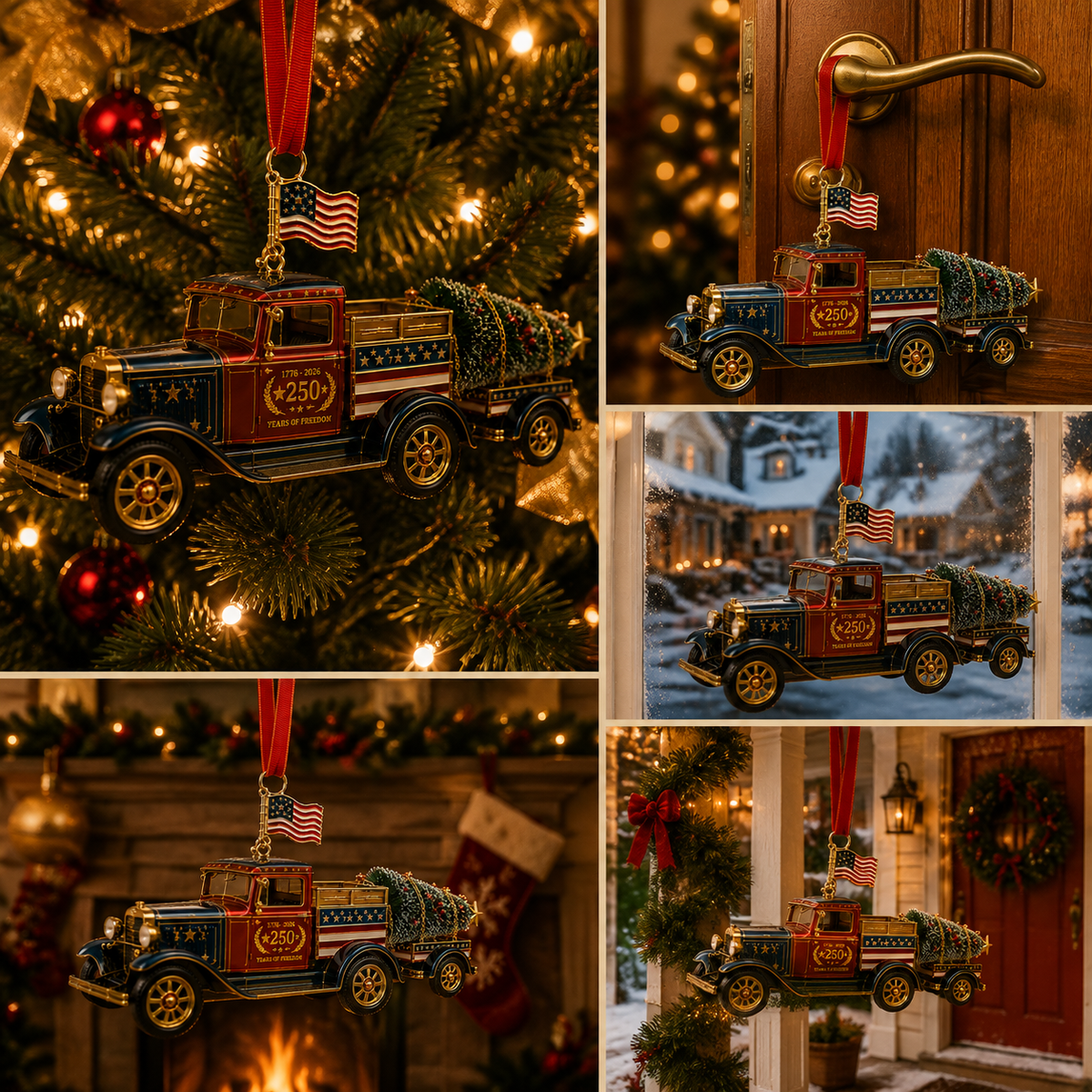 ✨Patriotic Christmas Truck Ornament
