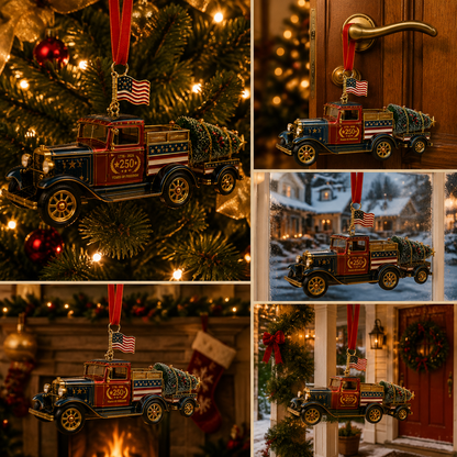 ✨Patriotic Christmas Truck Ornament