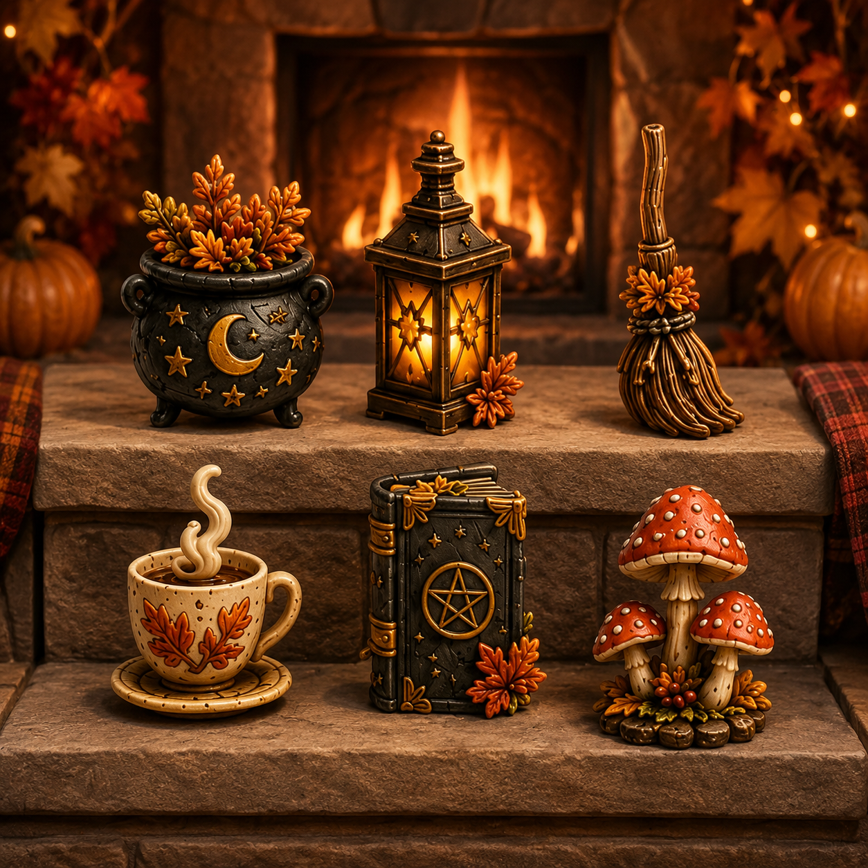 Autumn Witch Cottage Advent Calendar 2026 – 24 Cozy Witchy Miniatures, Black Cat Collectibles & Magical Fall Cottage Surprises, Acrylic Charms Blind Box