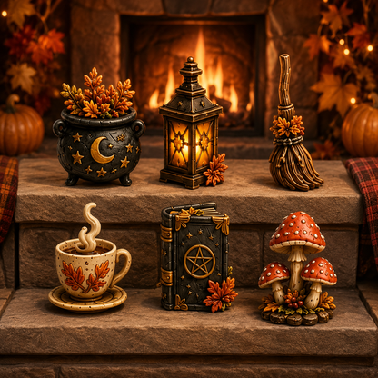 Autumn Witch Cottage Advent Calendar 2026 – 24 Cozy Witchy Miniatures, Black Cat Collectibles & Magical Fall Cottage Surprises, Acrylic Charms Blind Box
