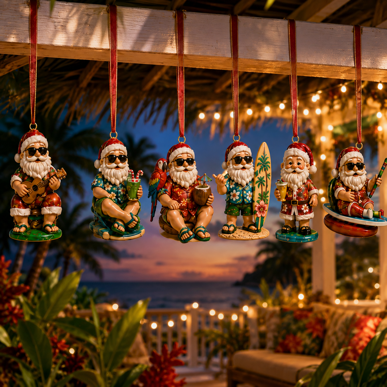 ✨24-Day Christmas Countdown Advent Calendar –Beach-vacation Santa Claus